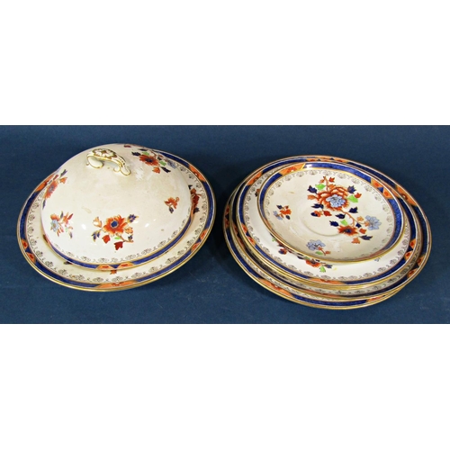 1014 - A collection of German dessert ware - 19th century with alternating pink and lemon ground panels, fl... 