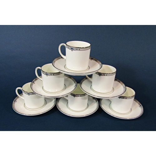 1029 - A collection of Wedgwood Amherst porcelain coffee cans and saucers with coffee pot, sugar basin and ... 