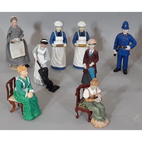 256 - A collection of 30 dolls house period character figures including ladies, gentlemen, staff, a police... 