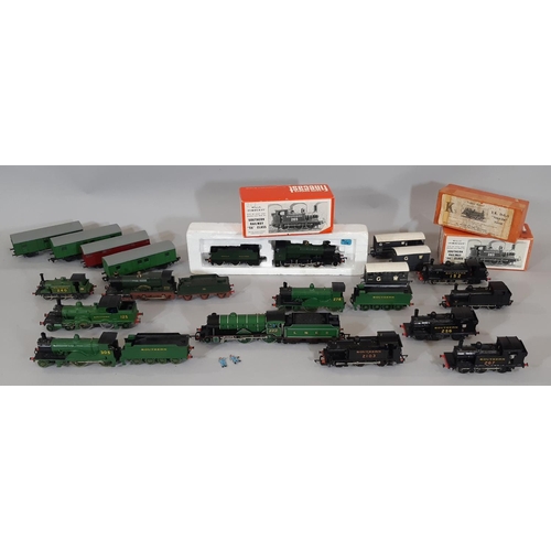 265 - A mixed collection of unboxed locomotives and vans including Hornby 4-4-0 'The Berkeley' LNER locomo... 