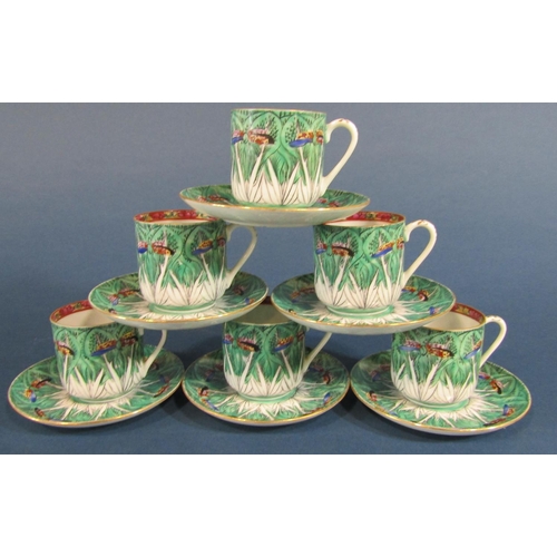 1076 - A Chinese butterfly pattern tea service for eight together with a famille rose mallet shaped vase wi... 