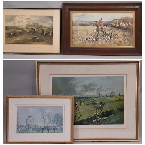 28 - (Local Interest) Four Sporting Prints in Colours to Include: John King - Beaufort at Didmarton 'The ... 