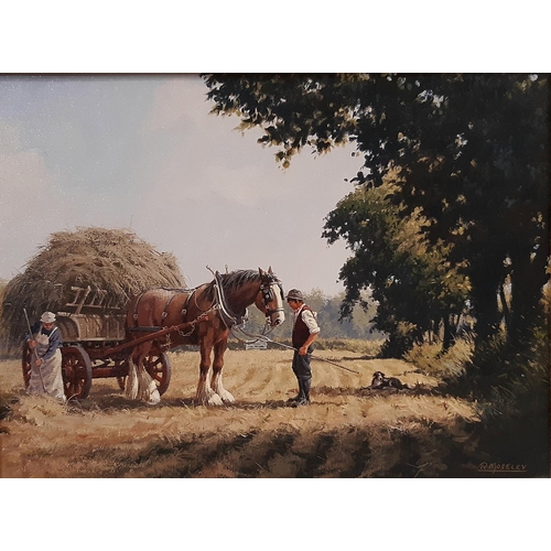 44 - Ron Moseley (b.1931) - Hay Harvest, oil on canvas, signed lower right, artist's biography attached o... 