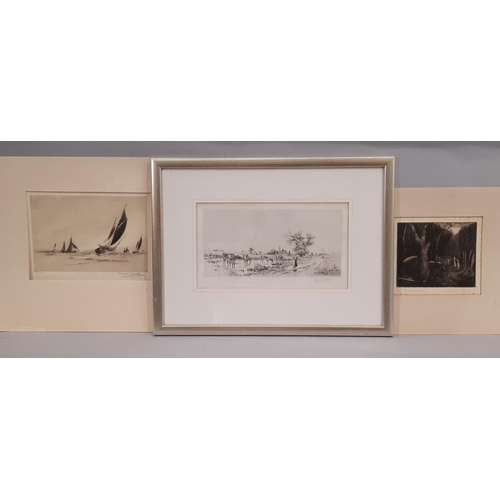 61 - Three Etchings to Include: Charles Herbert Clark - Boats at Sea, signed in pencil below and blindsta... 