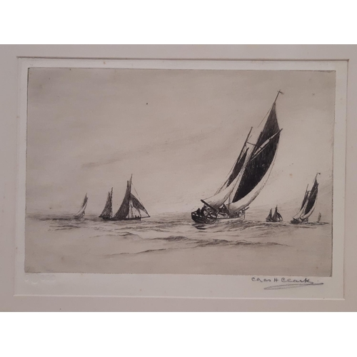 61 - Three Etchings to Include: Charles Herbert Clark - Boats at Sea, signed in pencil below and blindsta... 