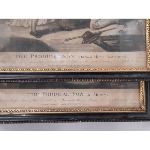 62 - Two 18th Century Hand-coloured Mezzotints: 'The Prodigal Son - Returned Home Reclaimed' and '...in M... 