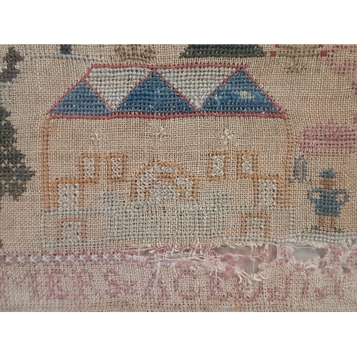 70 - 19th Century Needlepoint Tapestry Sampler, by Jannet Chalmers, dated 1871, 31 x 42 cm, framed and gl... 