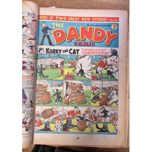 207 - Three bound volumes of the Dandy comic, commencing number 267, May 27th 1944, to number 368, April 2... 