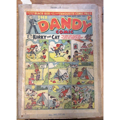 207 - Three bound volumes of the Dandy comic, commencing number 267, May 27th 1944, to number 368, April 2... 