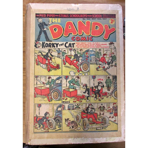 207 - Three bound volumes of the Dandy comic, commencing number 267, May 27th 1944, to number 368, April 2... 