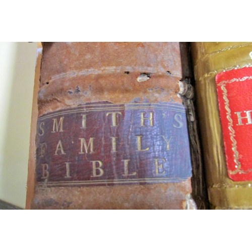 211 - Three family bibles including The Smiths Family Bible, 1735, two others printed in 1826 and 1839