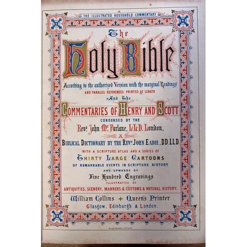 215 - Victorian Family Bible, The Commentaries of Henry and Scot, with 500 engravings, c.1870, leather bou... 