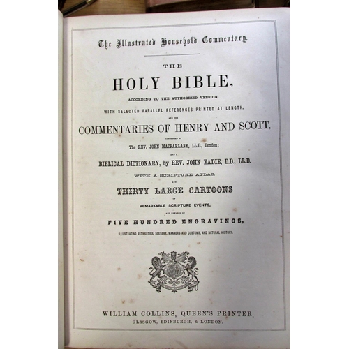 215 - Victorian Family Bible, The Commentaries of Henry and Scot, with 500 engravings, c.1870, leather bou... 