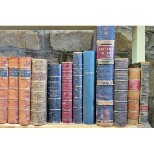 219 - Antiquarian Interest - Dickens works, 11 volumes, leather bound, further leather bound works to incl... 