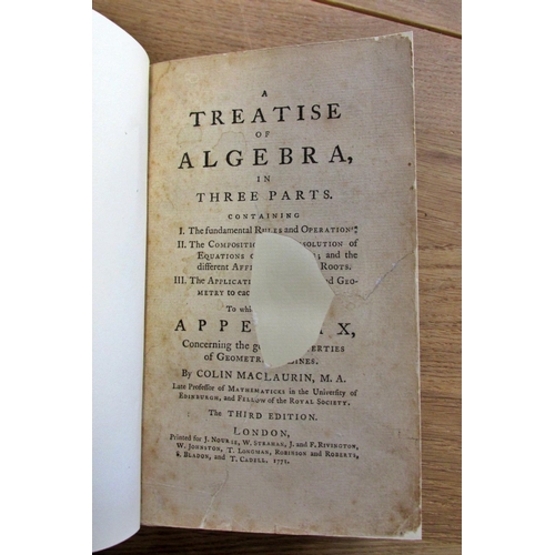 223 - A Treatise of Algebra, by Colin Maclaurin, third edition 1771, re-bound, with diagrams