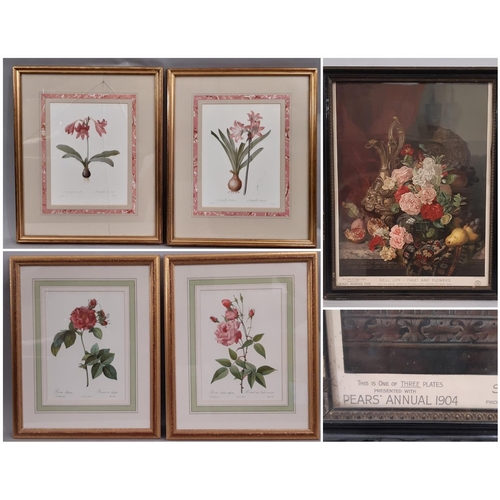 77 - Five Framed Prints of Flowers to Include: After E. Ladell - 'Still Life - Fruit and Flowers', from P... 