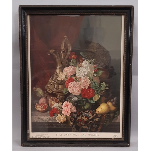 77 - Five Framed Prints of Flowers to Include: After E. Ladell - 'Still Life - Fruit and Flowers', from P... 