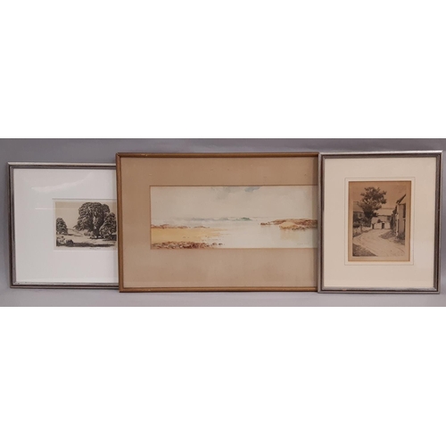 88 - Three Artworks to Include: Samuel Cocks - watercolour coastal scene, signed lower right, 16.5 x 43 c... 