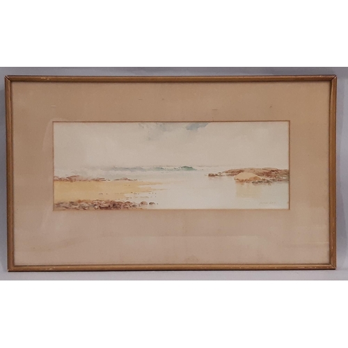 88 - Three Artworks to Include: Samuel Cocks - watercolour coastal scene, signed lower right, 16.5 x 43 c... 