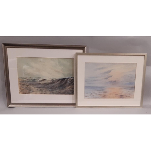 90 - Two Early 20th Century Watercolour Paintings of Sea Views, one initialed 'WFM' and dated '1918' lowe... 