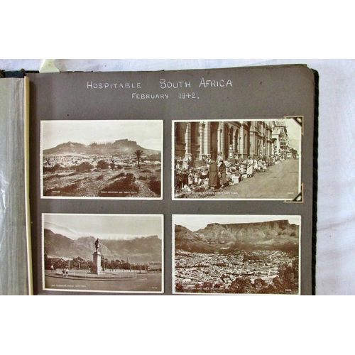 236 - An album of postcards and candid photographs, dated between 1940 and 1946, views of South Africa to ... 