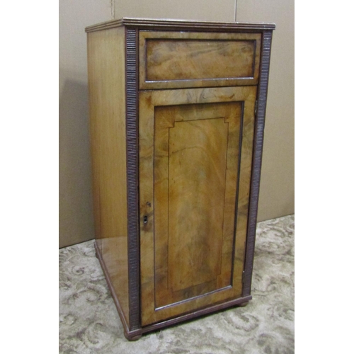 2267 - 19th century mahogany pedestal enclosed by a panelled door and frieze drawer, 46cm wide