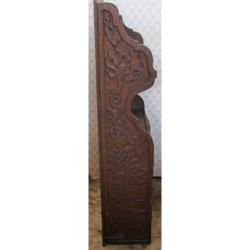 2293 - Late Victorian carved oak wall cabinet with oakleaf and other detail