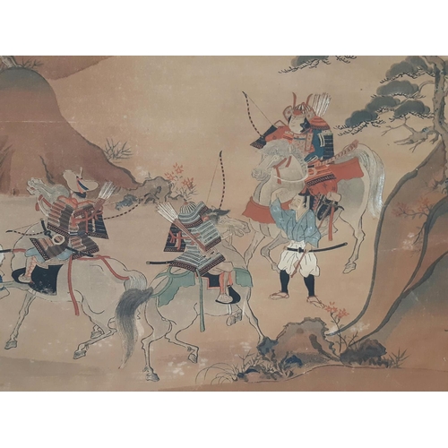 101 - Japanese Woodblock Print of Samurai on Horseback (c.19th Century), 43 x 58.5 cm, paper with board ba... 