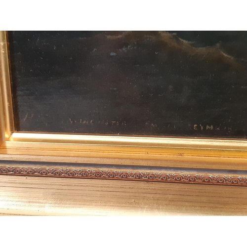 105 - 'HMS Winchester Admiral Seymour 1857', oil on canvas, unsigned, indistinctly inscribed lower left wi... 