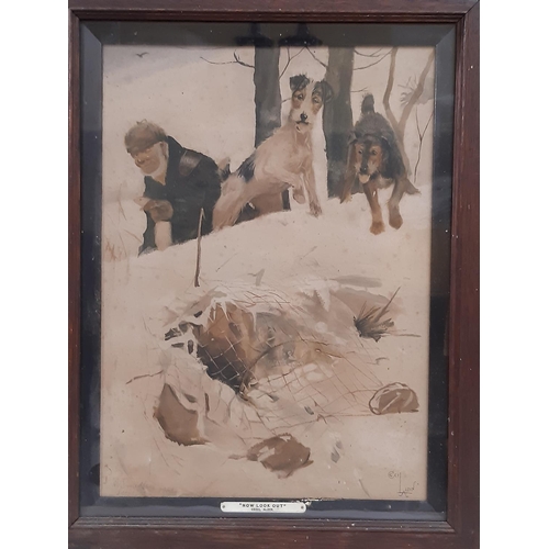 117 - Two Framed Works to Include: Rowley (20th Century) - watercolour painting of a Labrador, signed lowe... 