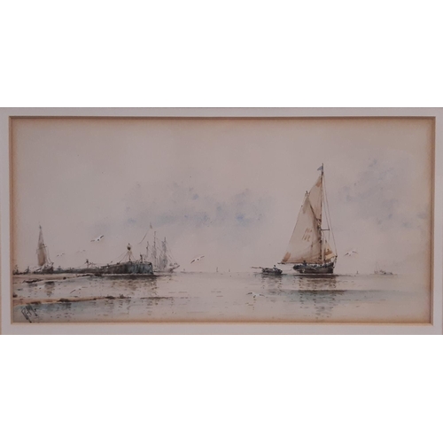 122 - Richard Markes (1875-1920) - Two watercolours of coastal scenes, both initialed 'RM' in pencil and i... 