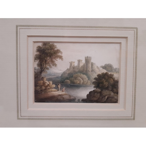 128 - English School, c.19th Century - Four Watercolours depicting rural landscapes with cottages, castles... 