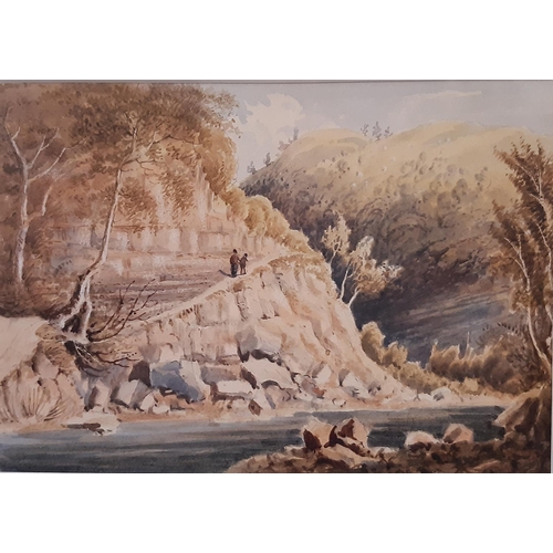 129 - English School, 19th Century - Watercolours depicting landscapes with figures by the water, all unsi... 