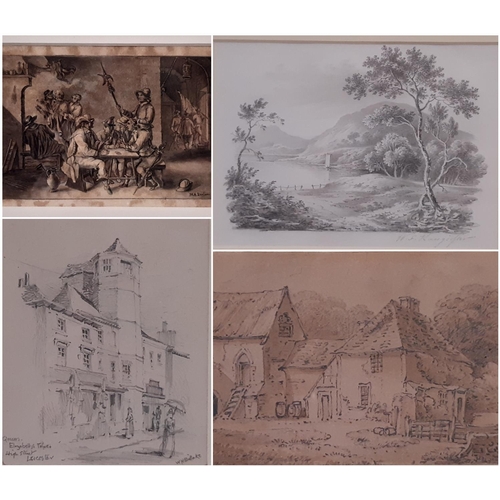 130 - Four 19th Century Pencil Studies by Different Artists to Include: Joseph Powell (1780-1834) - 'Farm ... 