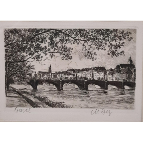 137 - (European School, c.Late 19th Century) Six Etchings of Town and City Scenes by Different Artists to ... 