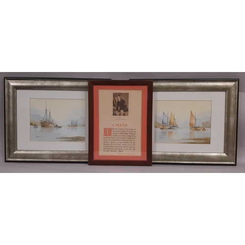 144 - Sixteen Framed Prints Including: Signed Sally Williams print; photos and paintings of ships; After B... 