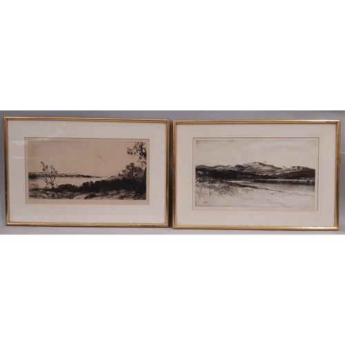 86 - Bernard Eyre Walker (1886-1972) - Two drypoint etchings dated 1919 and 1920, signed in pencil lower ... 