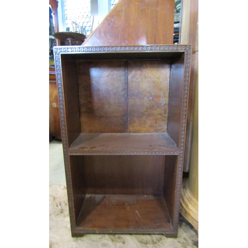 2334 - Chinese hardwood bureau bookcase in a side by side arrangement the fall flap enclosing a fitted inte... 