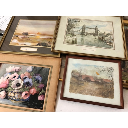 150 - Box lot of Seventeen framed prints and frames to include Dutch Style still life, bevelled wall mirro... 