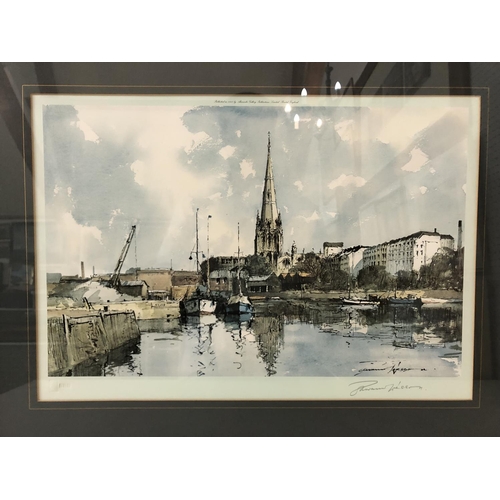 153 - Three Works to Include: Edward Wesson (1910-1983) Bristol Harbour Scene with Boats and Church Beyond... 