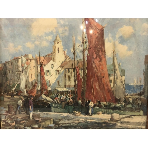 159 - After William Lee Hankey (1869-1952) - Two framed prints: 'Mussel Boats, Honfleur' and 'A Breton Har... 