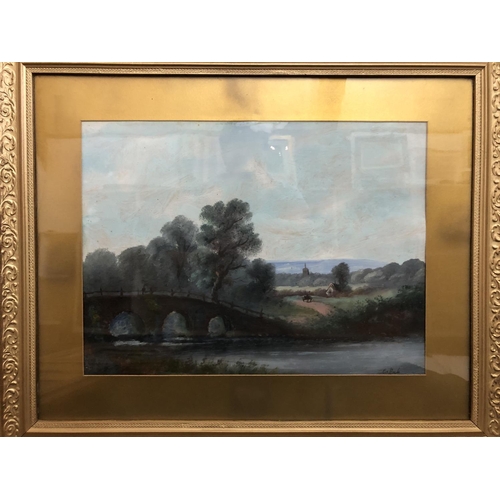 162 - Four Gilt Laurel Leaf Frame Landscape Oil Paintings, one indistinctly signed, 75 x 62 cm, two with f... 