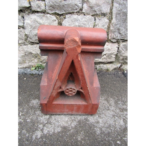 2074 - A Victorian terracotta architectural finial, with gothic tracery detail, 33cm high x 24cm square app... 