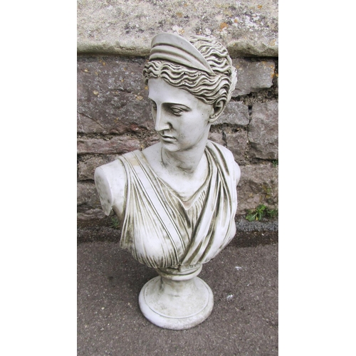 2079 - A composition stone simulated marble classical bust 'Diana', 52cm high