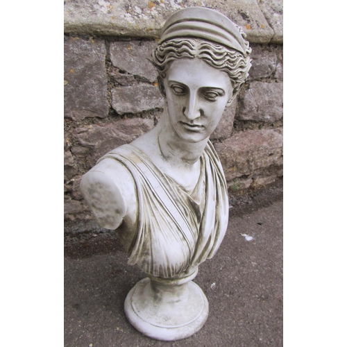 2079 - A composition stone simulated marble classical bust 'Diana', 52cm high