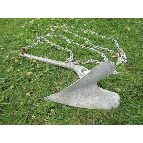 2105 - A Wester 10lb galvanised plough anchor and chain