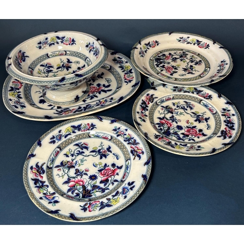 1109 - A collection of mid 19th century ironstone china including a large oviform tureen and cover and stan... 