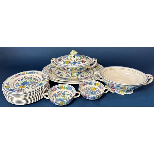 1111 - A collection of Masons Regency tableware comprising dinner plates, side plates, tea plates, two grad... 