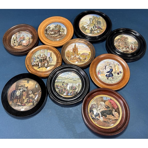 1116 - A collection of 19th century framed pot lids including the Paris Exhibition 1878, Tower Of London, L... 