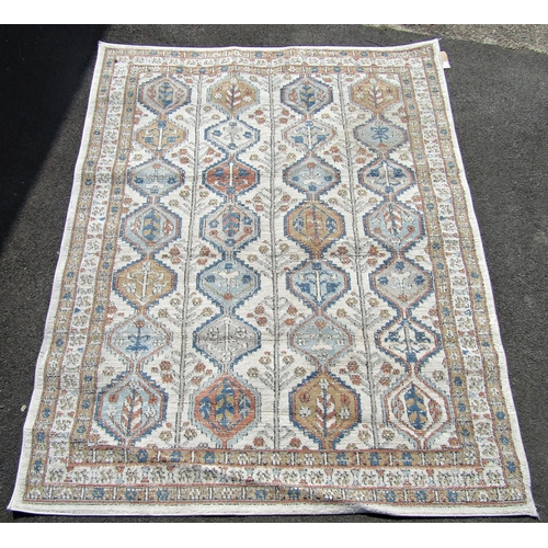 1676 - A Kazak Style Rug with four central columns in cool neutral tones 210 x 165 cm